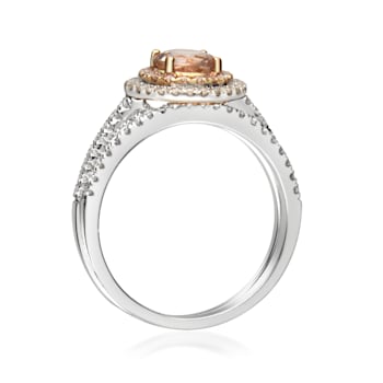 Gin & Grace 14K Two Tone Gold Real Diamond Ring (I1) with Genuine Morganite