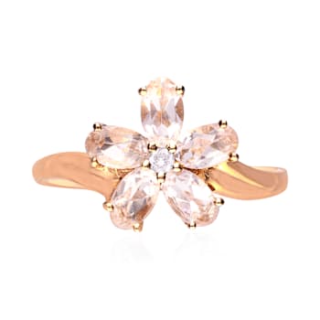 Gin & Grace 10K Rose Gold Real Diamond Anniversary Engagement Ring
(I1) with Genuine Morganite