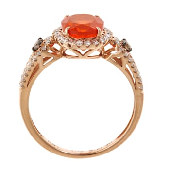 Gin & Grace 14K Yellow Gold Natural Fire Opal with Brown & Real
White Diamond Ring