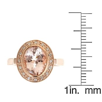 Gin & Grace 10K Rose Gold Real Diamond Ring (I1) with Genuine Morganite