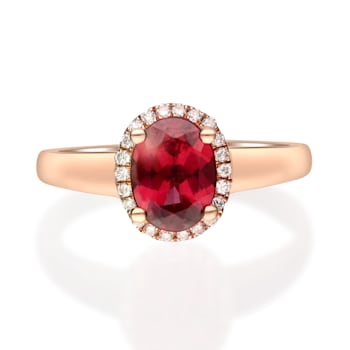 Gin & Grace 10K Rose Gold Real Diamond Ring (I1) with Raspberry
color Natural Rhodolite Garnet