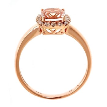 Gin & Grace 14K Rose Gold Cushion Cut Morganite with Diamond Ring