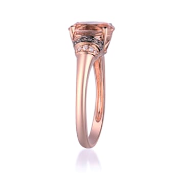 Gin & Grace 10K Rose Gold Real Diamond Ring (I1) with Genuine Morganite