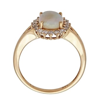 Gin & Grace 14K Yellow Gold Real Diamond Ring (I1) with Natural
Australian Opal