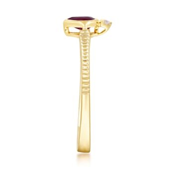 Gin and Grace 14K Yellow Gold Natural Ruby Ring with Real Diamonds
