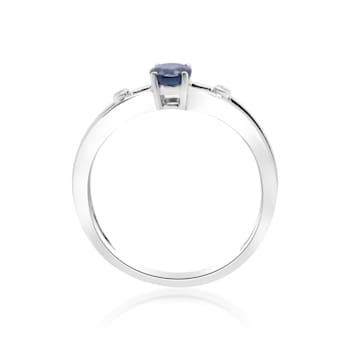 Gin & Grace 14K White Gold Natural Blue Sapphire & Real Diamond
(I1) Ring