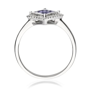 Gin & Grace 10K White Gold Diamond Ring with Blue Sapphire