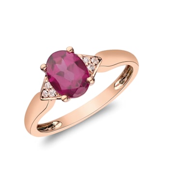 Gin & Grace 10K Rose Gold Real Diamond Ring (I1) with Raspberry
color Natural Rhodolite Garnet