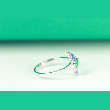 Gin and Grace 14K White Gold Natural Zambian Emerald & Tanzanite
Ring with Natural Diamonds