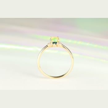 Gin & Grace 14K Yellow Gold Real Diamond Ring (I1) with Natural Blue
Sapphire & Opal