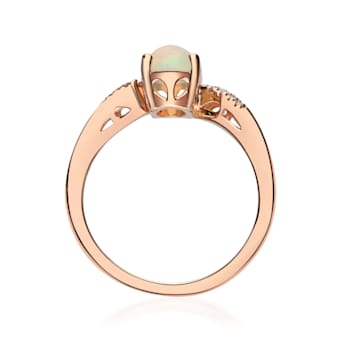 Gin & Grace 14K Rose Gold Natural Opal With Diamond (I1) Ring