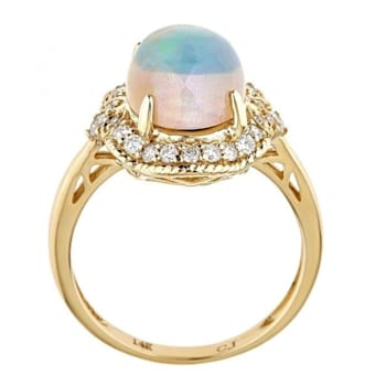 Gin & Grace 14K Yellow Gold Natural Ethopian Opal & Diamond
(I1,) Ring