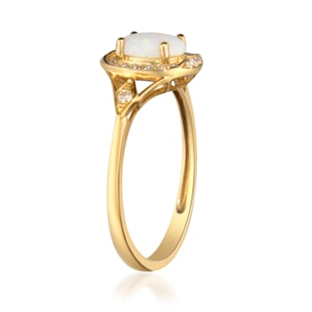 Gin & Grace 10K Yellow Gold Natural Australian Opal With Real
Diamond (I1) Statement Ring