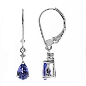 Gin & Grace 14K White Gold Real Diamond LeverBack Earring with
Genuine Blue Tanzanite