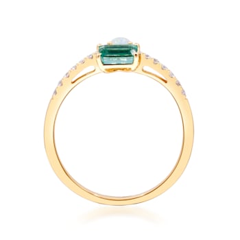 Gin and Grace 14K Yellow Gold Natural Zambian Emerald, Ethiopian Opal
Ring with Real Diamonds