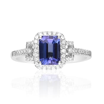 Gin & Grace 14k White Gold Tanzanite with Diamond Ring
