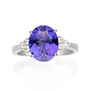 Gin & Grace 14k White Gold Genuine Tanzanite With Natural Diamond
(I1) Statement Ring