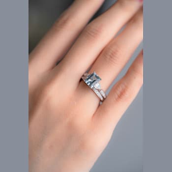 Gin & Grace 14K White Gold Blue Aquamarine with Diamond (I1) Ring