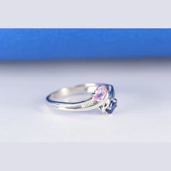 Gin & Grace 14K White Gold Real Diamond Ring (I1) with Natural Pink
Sapphire & Sapphir