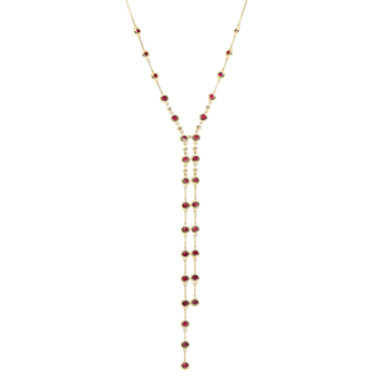 Gin and Grace 14K Yellow Gold Natural Ruby Necklace with Real Diamonds