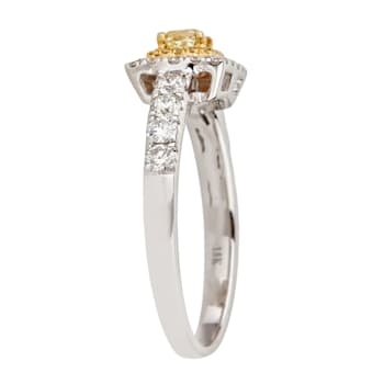 Gin & Grace 18K Triple Tone Gold Real Diamond Ring (I1) with Natural
Yellow Diamond