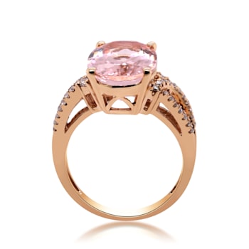 Gin & Grace 14K Rose Gold Morganite and Diamond Twirl Ring