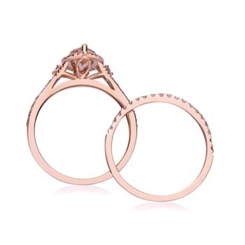 Gin & Grace 14K Rose Gold Real Diamond Ring (I1) with Genuine Morganite