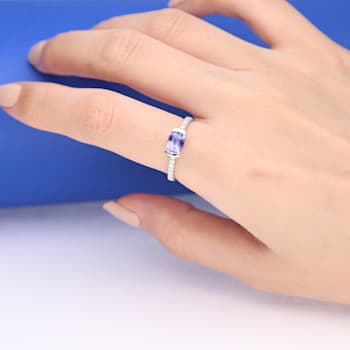 Gin & Grace 14K White Gold Real Diamond Ring (I1) with Genuine
Tanzanite Ring