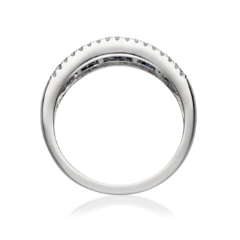 Gin and Grace 10K White Gold Natural Blue Sapphire Ring with Real Diamonds