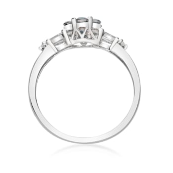 Gin & Grace 10K White Gold Blue Sapphire and Diamond Ring (I1)