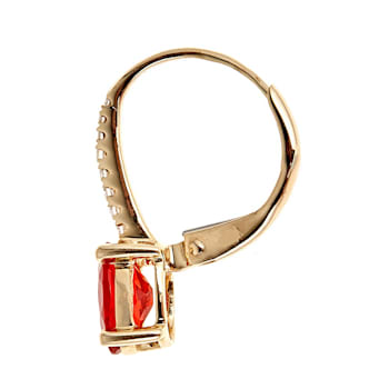 Gin & Grace 14K Yellow Gold Real Diamond(I1) Drop Style Earring with
Natural Fire Opal
