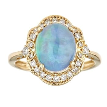 Gin & Grace 14K Yellow Gold Natural Ethopian Opal & Diamond
(I1,) Ring