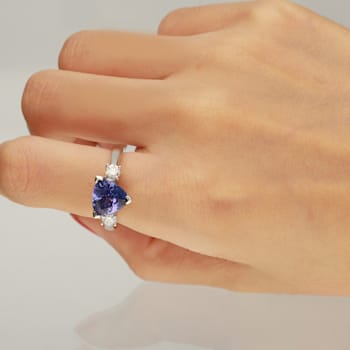 Gin & Grace 14k White Gold Genuine Tanzanite With Natural Diamond
(I1) Statement Ring
