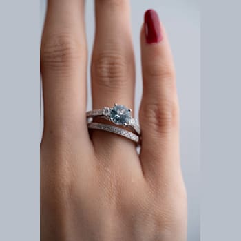 Gin & Grace 14K White Gold Aquamarine Ring with Diamond