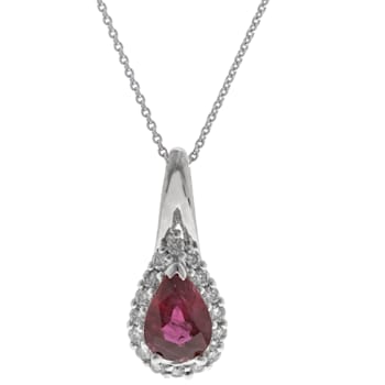 Gin and Grace 14K White Gold Ruby Pendant with Diamonds