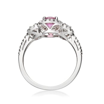 Gin & Grace 14K White Gold Diamond Ring with Pink Sapphire