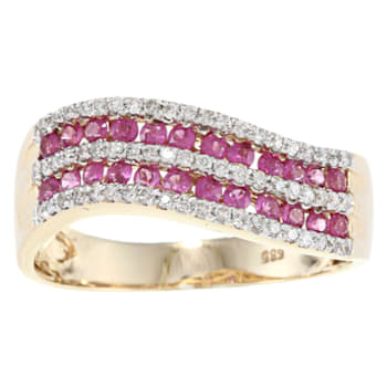 Gin & Grace 14K Yellow Gold Real Diamond Wedding Ring (I1) with
Genuine Ruby