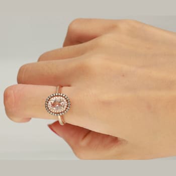 Gin & Grace 14K Rose Gold Real Diamond Big Anitque Ring (I1) with
Genuine Morganite