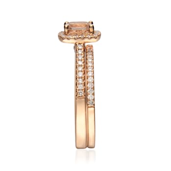 Gin & Grace 14K Rose Gold Real Diamond Ring (I1) with Genuine Morganite