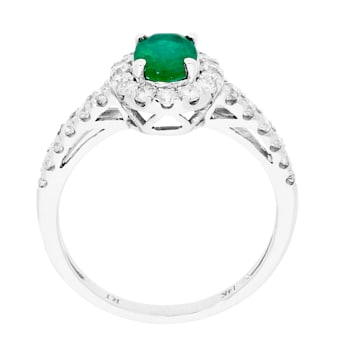 Gin and Grace 14K White Gold Zambian Emerald Ring with Diamonds