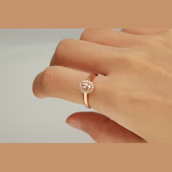 Gin & Grace 10K Rose Gold Real Diamond Anniversary Engagement Ring
(I1) with Genuine Morganite