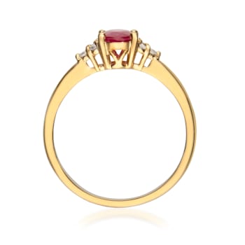 Gin & Grace 10K Yellow Gold Ruby and Diamond Promise Ring