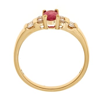 Gin & Grace 18K Yellow Gold Ruby with Diamond Engagement Ring