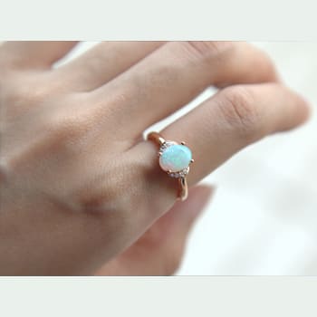 Gin & Grace 10K Rose Gold Natural Australian Opal & Real Diamond
(I1) Ring