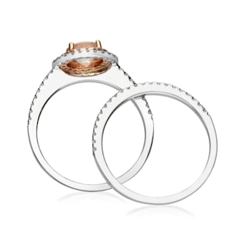 Gin & Grace 14K Two Tone Gold Real Diamond Ring (I1) with Genuine Morganite