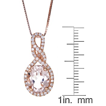 Gin & Grace 14K Rose Gold Real Diamond(I1) Pendant Necklace with
Genuine Morganite