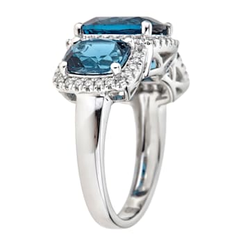 Gin & Grace 14K White Gold Real Diamond Ring (I1) with 3 Stones
Genuine London Blue Topaz