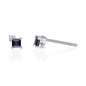 Gin & Grace 10K White Gold Genuine Blue Sapphire and Real Diamond
(I1) Earring