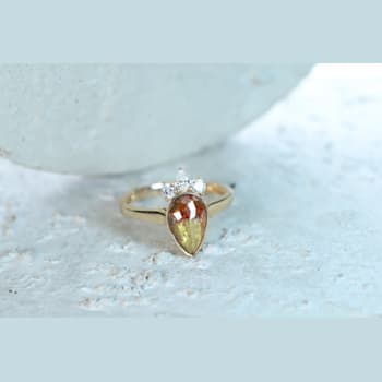 Gin & Grace 14K Yellow Gold Natural Brown and White Diamonds Ring
