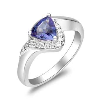 Gin & Grace 925 Sterling Silver Real Diamond Ring (I1) with Genuine
Blue Tanzanite
